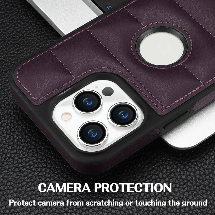 For iPhone 15 Pro Piano Key Hollow Cutout PU Phone Case(Dark Purple) - HoMEdemic™ 