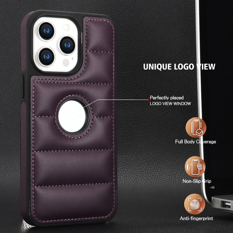 For iPhone 15 Pro Piano Key Hollow Cutout PU Phone Case(Dark Purple) - HoMEdemic™ 