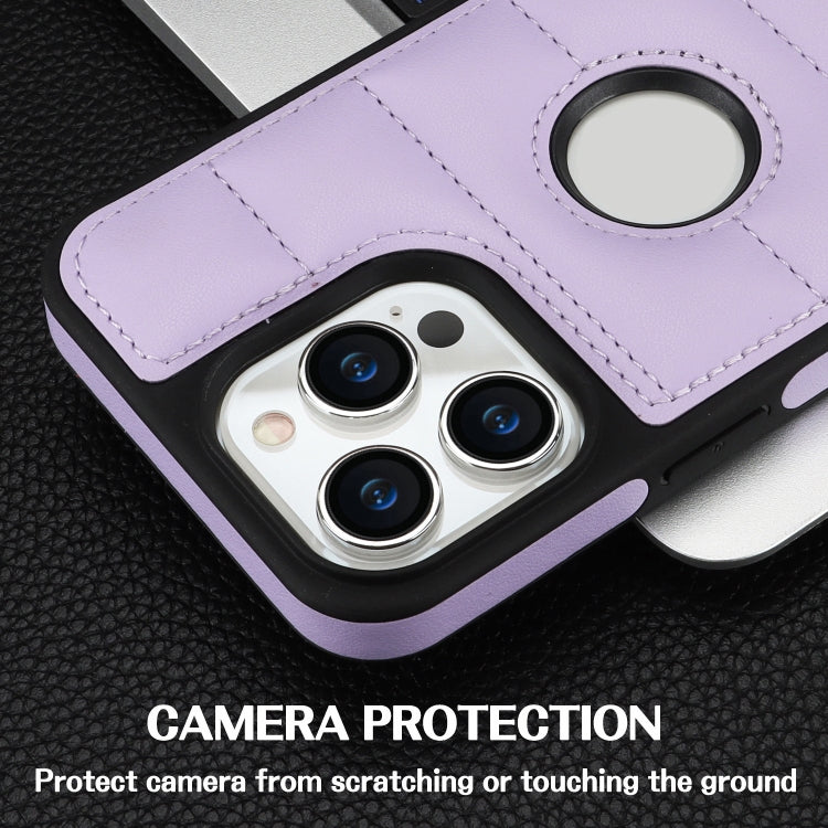 For iPhone 15 Pro Piano Key Hollow Cutout PU Phone Case(Light Purple) - HoMEdemic™ 