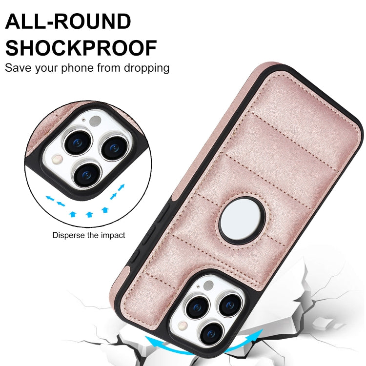 For iPhone 15 Pro Piano Key Hollow Cutout PU Phone Case(Rose Gold) - HoMEdemic™ 