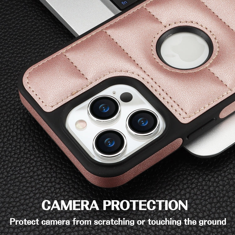For iPhone 15 Pro Piano Key Hollow Cutout PU Phone Case(Rose Gold) - HoMEdemic™ 