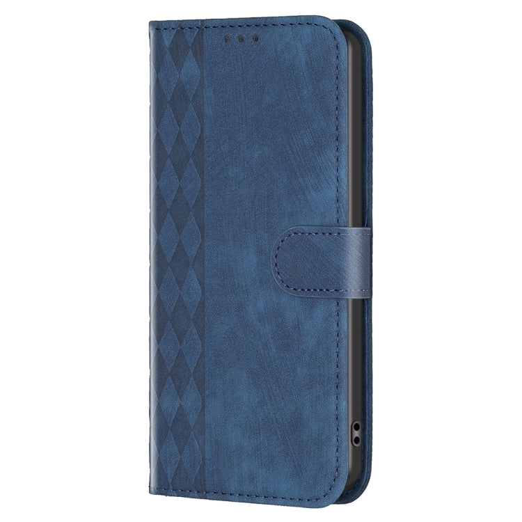 For iPhone 15 Pro Plaid Embossed Leather Phone Case(Blue) - HoMEdemic™ 