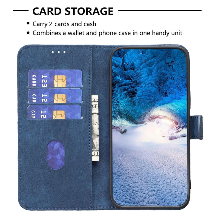 For iPhone 15 Pro Plaid Embossed Leather Phone Case(Blue) - HoMEdemic™ 