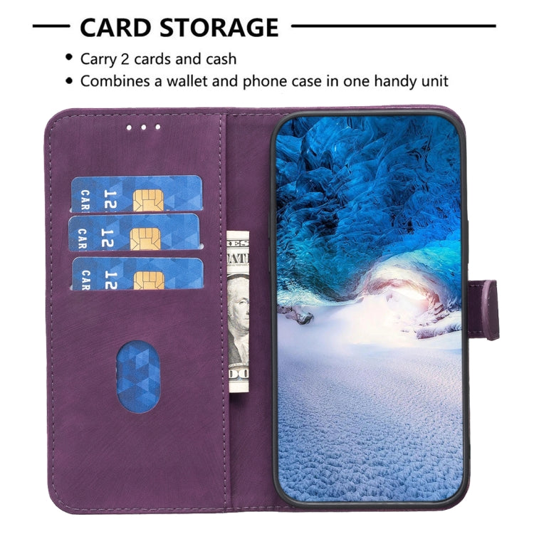 For iPhone 15 Pro Plaid Embossed Leather Phone Case(Purple) - HoMEdemic™ 