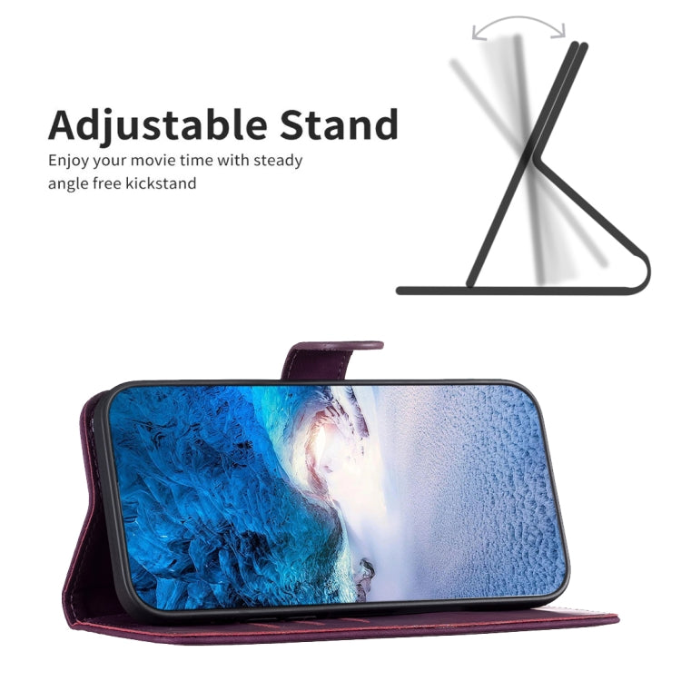 For iPhone 15 Pro Plaid Embossed Leather Phone Case(Purple) - HoMEdemic™ 