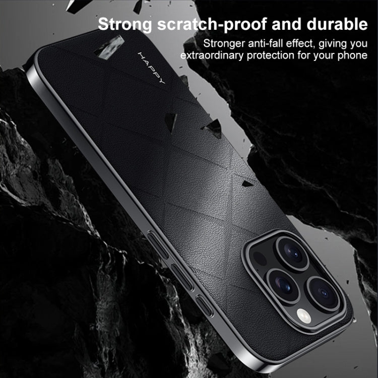 For iPhone 15 Pro Plain Leather PC Phone Case(Black) - HoMEdemic™ 