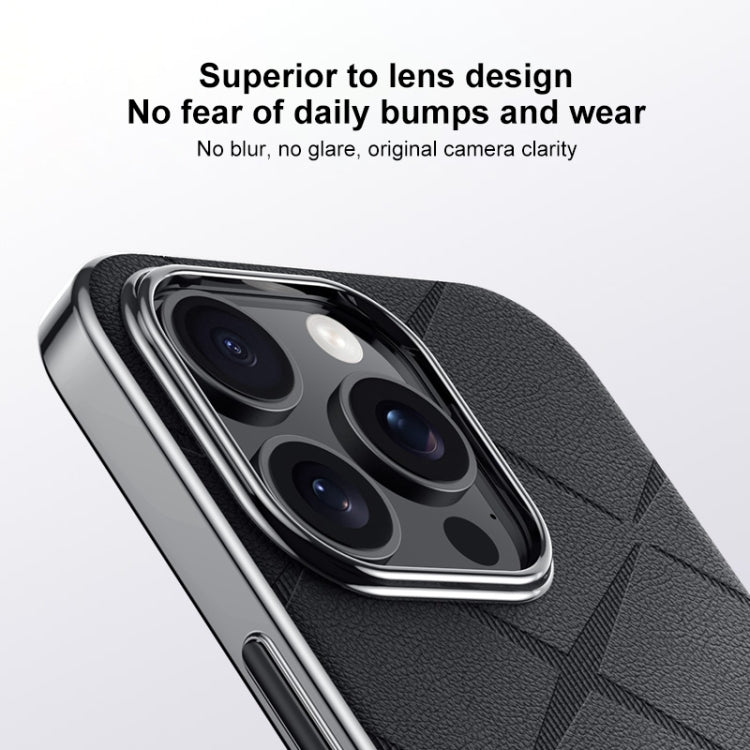For iPhone 15 Pro Plain Leather PC Phone Case(Black) - HoMEdemic™ 