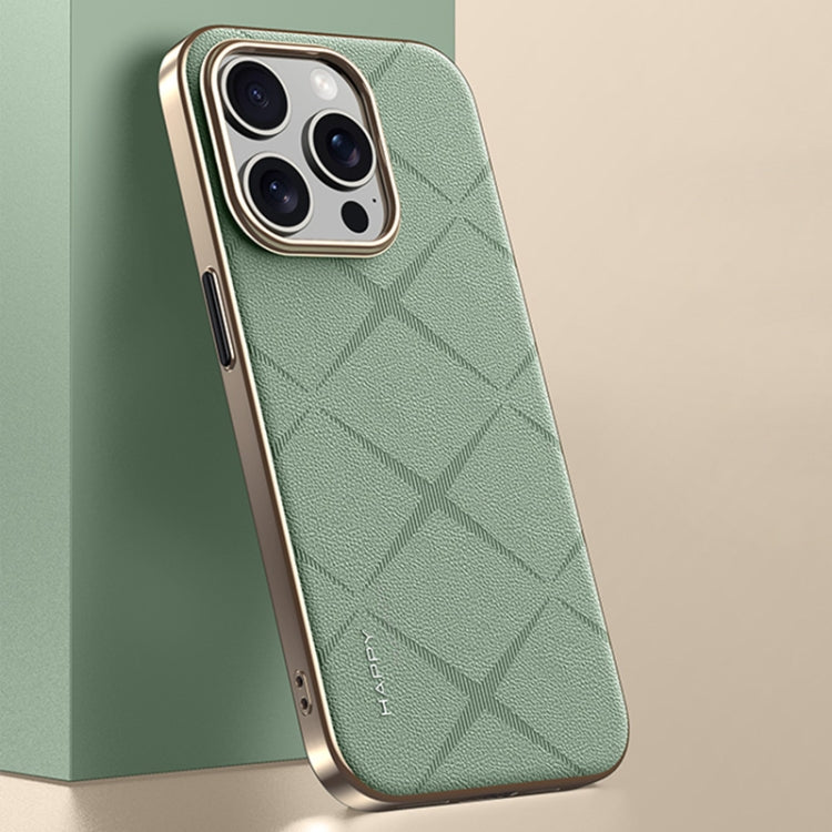 For iPhone 15 Pro Plain Leather PC Phone Case(Green) - HoMEdemic™ 