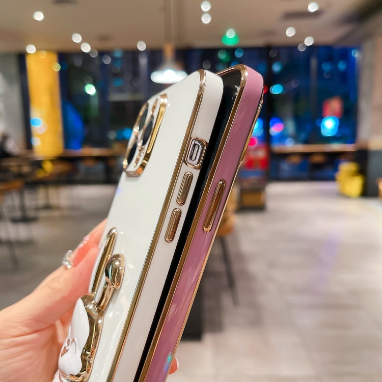 For iPhone 15 Pro Plating Rabbit Holder Phone Case(Blue) - HoMEdemic™ 