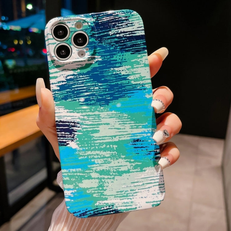 For iPhone 15 Pro Precise Hole Camouflage Pattern PC Phone Case(Blue Green) - HoMEdemic™ 