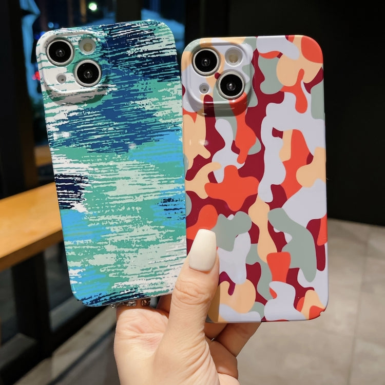 For iPhone 15 Pro Precise Hole Camouflage Pattern PC Phone Case(Red Purple White) - HoMEdemic™ 