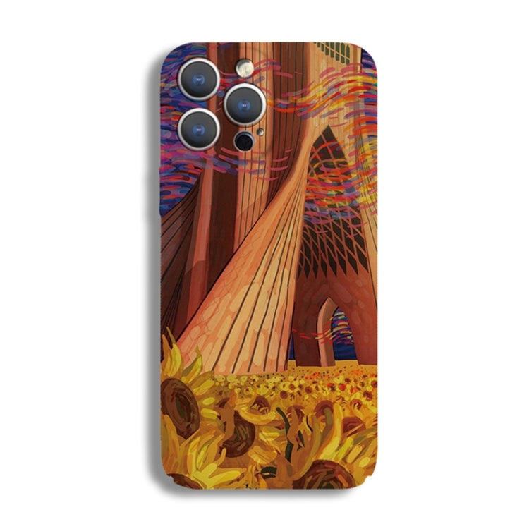 For iPhone 15 Pro Precise Hole Oil Painting Pattern PC Phone Case(Architectural Painting) - HoMEdemic™ 