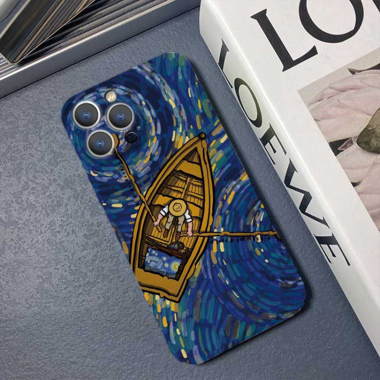 For iPhone 15 Pro Precise Hole Oil Painting Pattern PC Phone Case(Castle) - HoMEdemic™ 