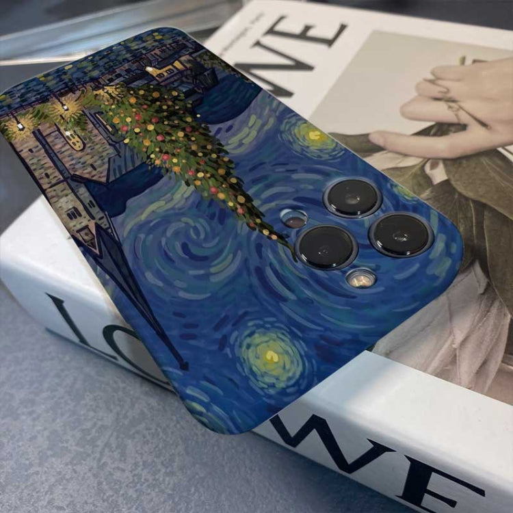 For iPhone 15 Pro Precise Hole Oil Painting Pattern PC Phone Case(Castle) - HoMEdemic™ 