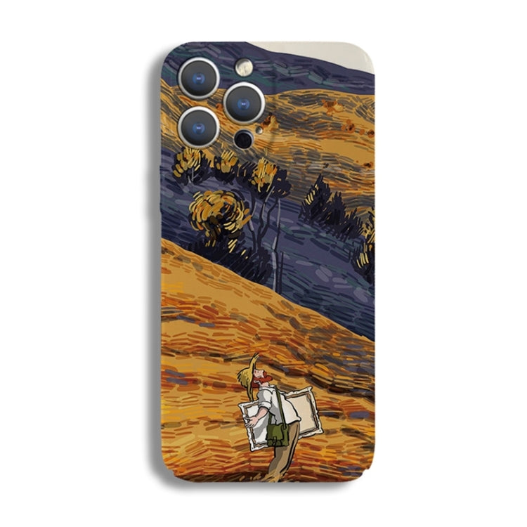 For iPhone 15 Pro Precise Hole Oil Painting Pattern PC Phone Case(Evening Breeze) - HoMEdemic™ 