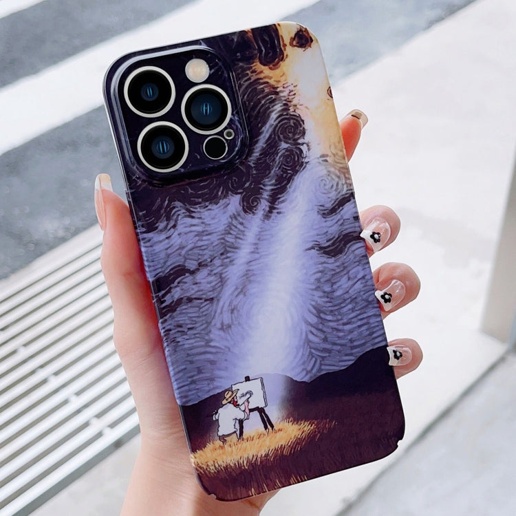 For iPhone 15 Pro Precise Hole Oil Painting Pattern PC Phone Case(Shine) - HoMEdemic™ 