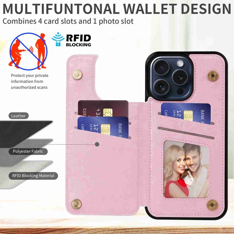 For iPhone 15 Pro Printed Double Buckle RFID Anti-theft Phone Case(Blossoming Flowers) - HoMEdemic™ 