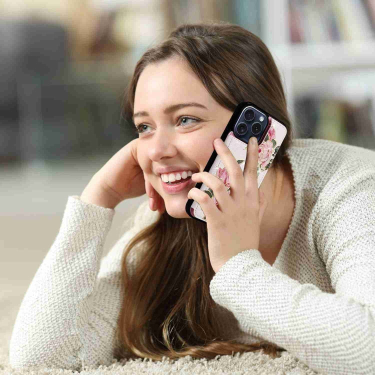 For iPhone 15 Pro Printed Double Buckle RFID Anti-theft Phone Case(Rose) - HoMEdemic™ 