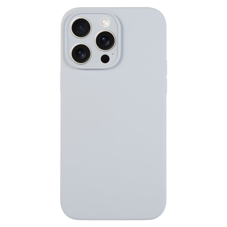 For iPhone 15 Pro Pure Color Liquid Silicone Fine Pore Phone Case(Grey Blue) - HoMEdemic™ 