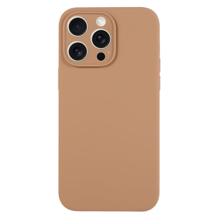 For iPhone 15 Pro Pure Color Liquid Silicone Fine Pore Phone Case(Light Brown) - HoMEdemic™ 