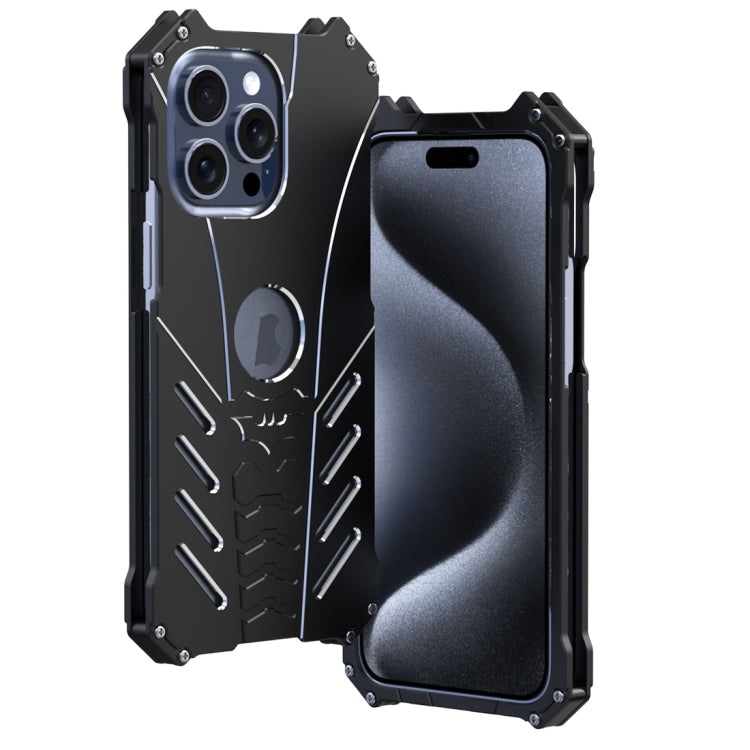 For iPhone 15 Pro R-JUST Batman Hollow Metal Phone Protective Case(Black) - HoMEdemic™ 
