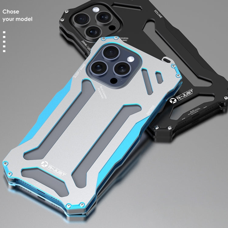 For iPhone 15 Pro R-JUST RJ17 Shockproof Armor Metal Phone Case(Blue) - HoMEdemic™ 