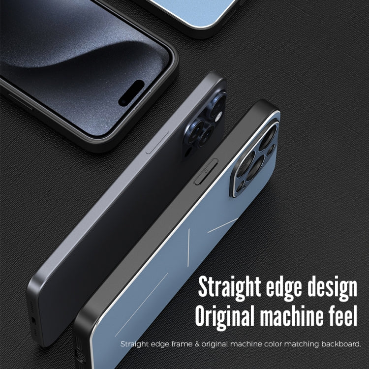 For iPhone 15 Pro R-JUST RJ52 3-Line Style Metal TPU Shockproof Phone Case(Blue) - HoMEdemic™ 