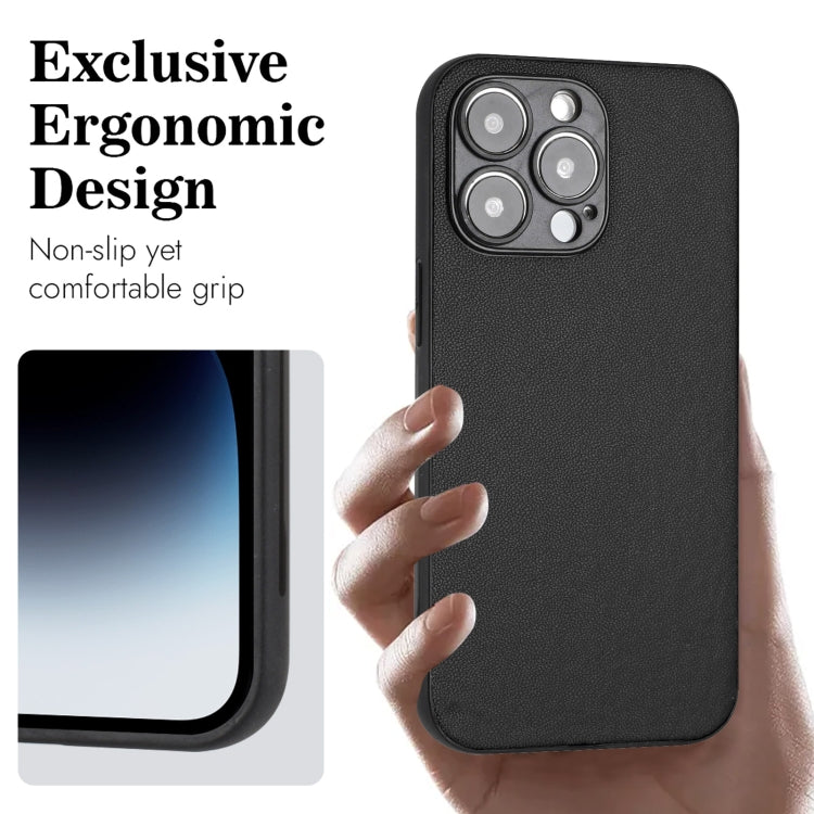 For iPhone 15 Pro R20 Leather Pattern Phone Single Case(Black) - HoMEdemic™ 