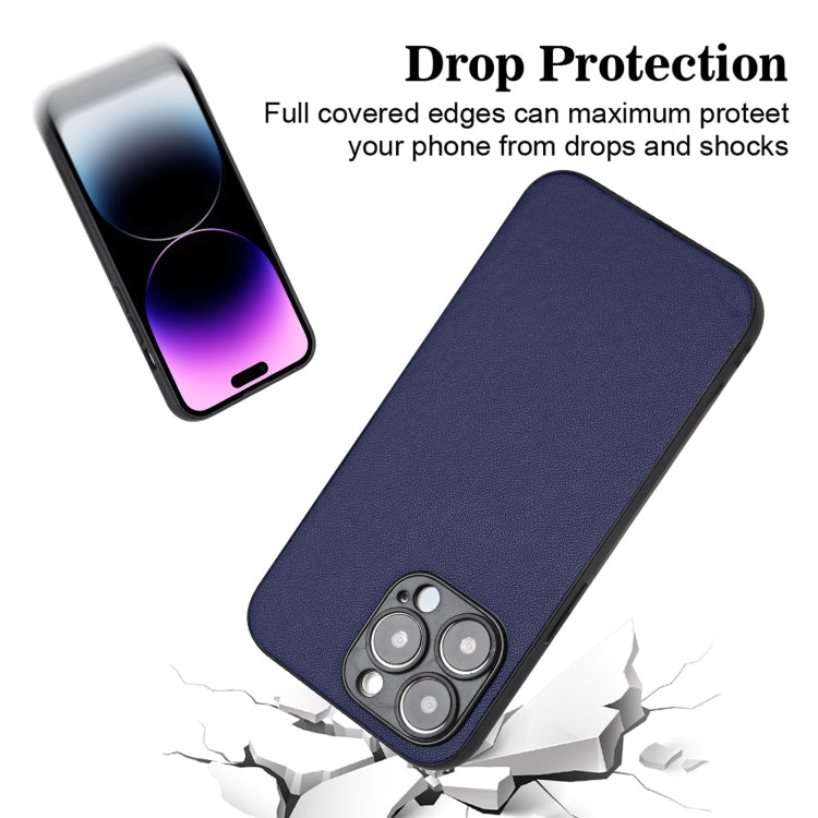 For iPhone 15 Pro R20 Leather Pattern Phone Single Case(Blue) - HoMEdemic™ 