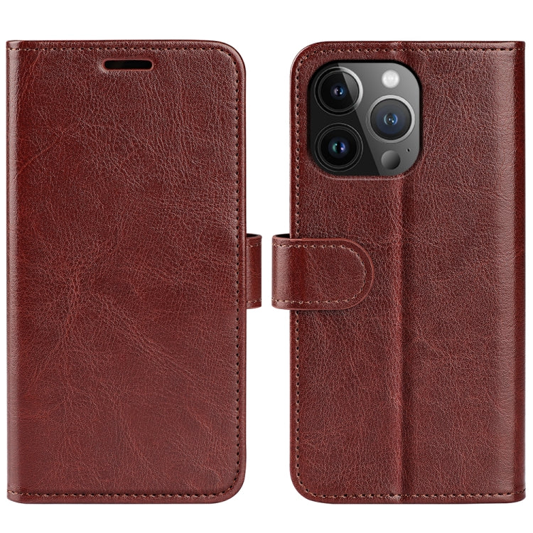 For iPhone 15 Pro R64 Texture Horizontal Flip Leather Phone Case(Brown) - HoMEdemic™ 