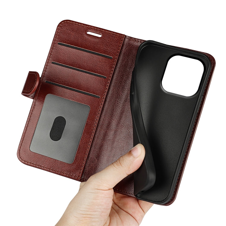 For iPhone 15 Pro R64 Texture Horizontal Flip Leather Phone Case(Brown) - HoMEdemic™ 