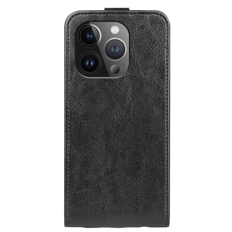 For iPhone 15 Pro R64 Texture Single Vertical Flip Leather Phone Case(Black) - HoMEdemic™ 