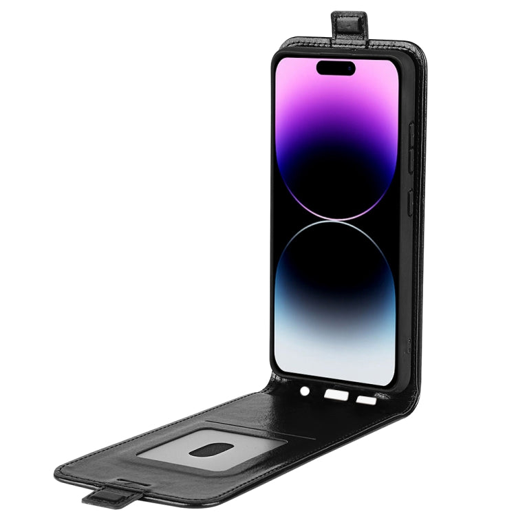 For iPhone 15 Pro R64 Texture Single Vertical Flip Leather Phone Case(Black) - HoMEdemic™ 