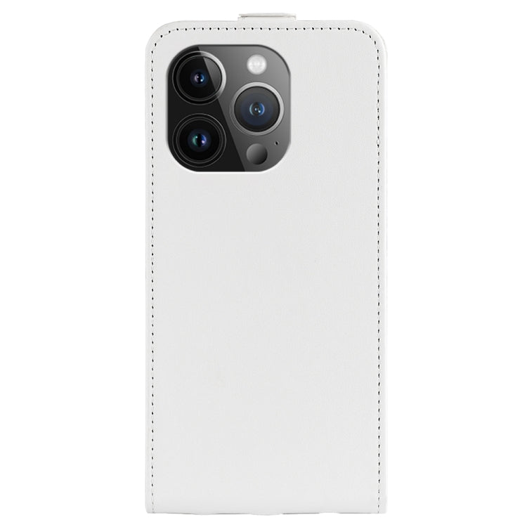 For iPhone 15 Pro R64 Texture Single Vertical Flip Leather Phone Case(White) - HoMEdemic™ 
