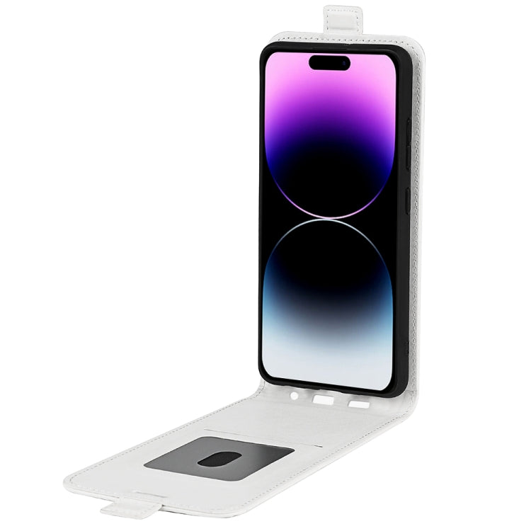 For iPhone 15 Pro R64 Texture Single Vertical Flip Leather Phone Case(White) - HoMEdemic™ 