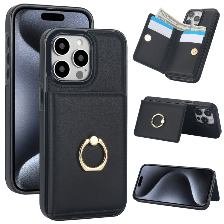 For iPhone 15 Pro RFID Anti-theft Card Ring Holder Phone Case(Black) - HoMEdemic™ 