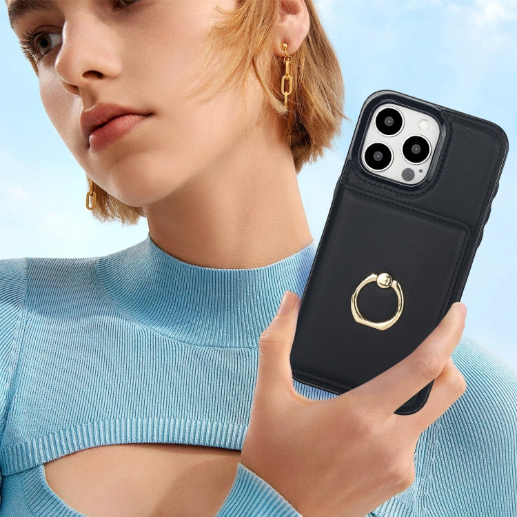 For iPhone 15 Pro RFID Anti-theft Card Ring Holder Phone Case(Black) - HoMEdemic™ 