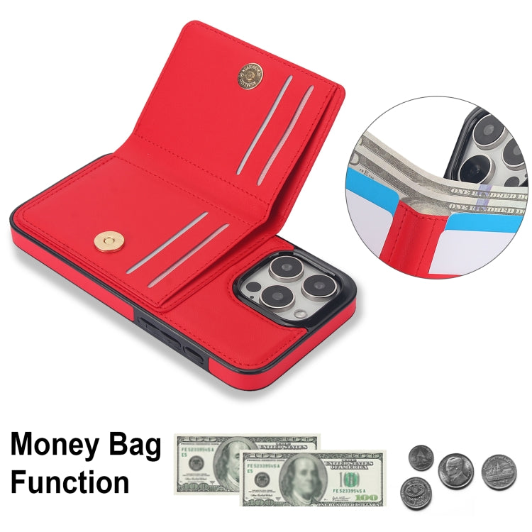 For iPhone 15 Pro RFID Anti-theft Card Ring Holder Phone Case(Red) - HoMEdemic™ 