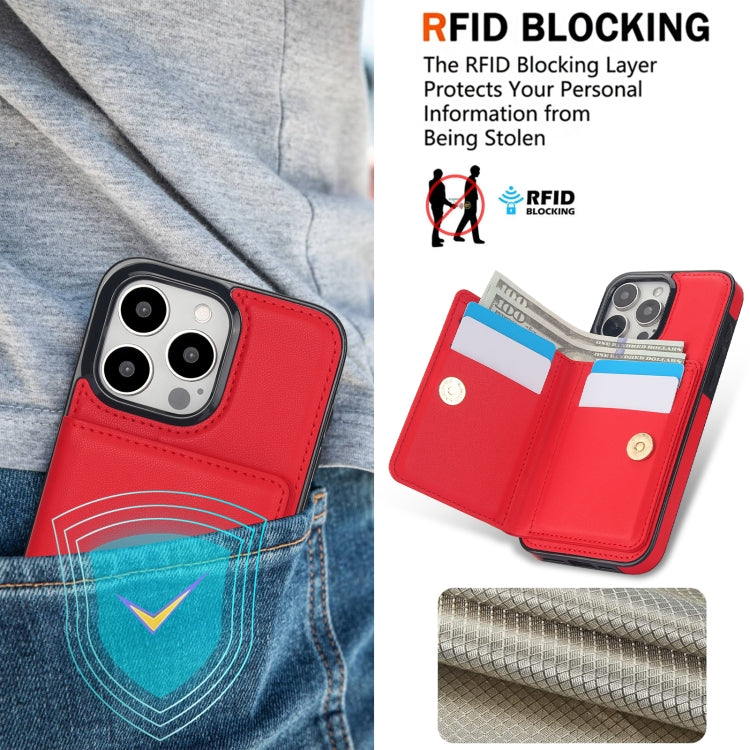 For iPhone 15 Pro RFID Anti-theft Card Ring Holder Phone Case(Red) - HoMEdemic™ 