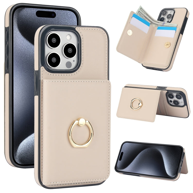 For iPhone 15 Pro RFID Anti-theft Card Ring Holder Phone Case(White) - HoMEdemic™ 