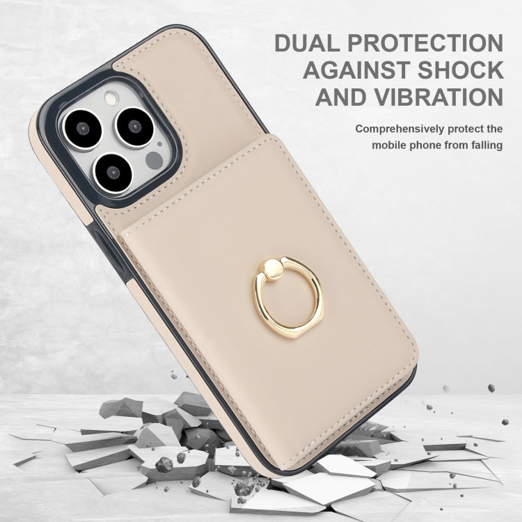 For iPhone 15 Pro RFID Anti-theft Card Ring Holder Phone Case(White) - HoMEdemic™ 