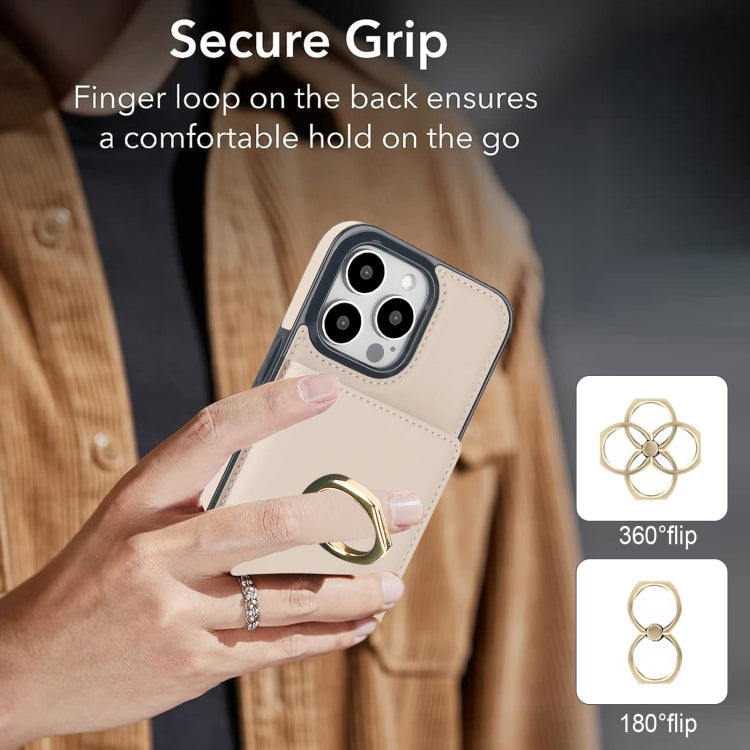 For iPhone 15 Pro RFID Anti-theft Card Ring Holder Phone Case(White) - HoMEdemic™ 
