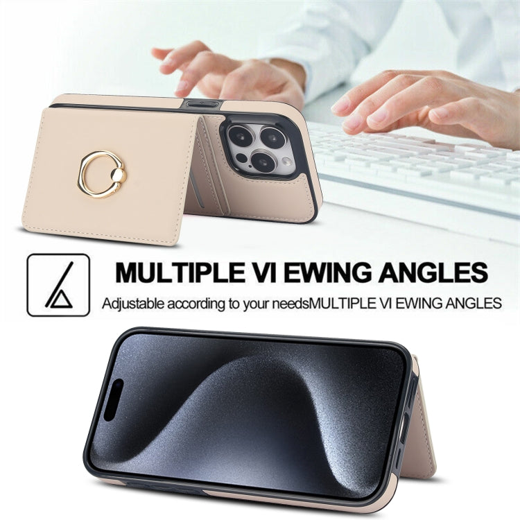 For iPhone 15 Pro RFID Anti-theft Card Ring Holder Phone Case(White) - HoMEdemic™ 