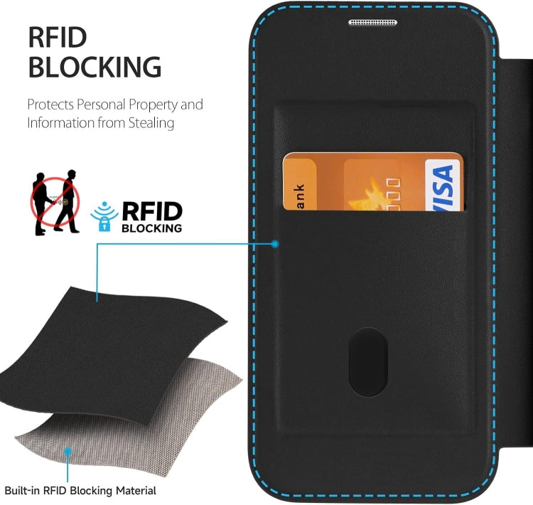 For iPhone 15 Pro RFID Blocking Adsorption Flip Leather Phone Case(Black) - HoMEdemic™ 