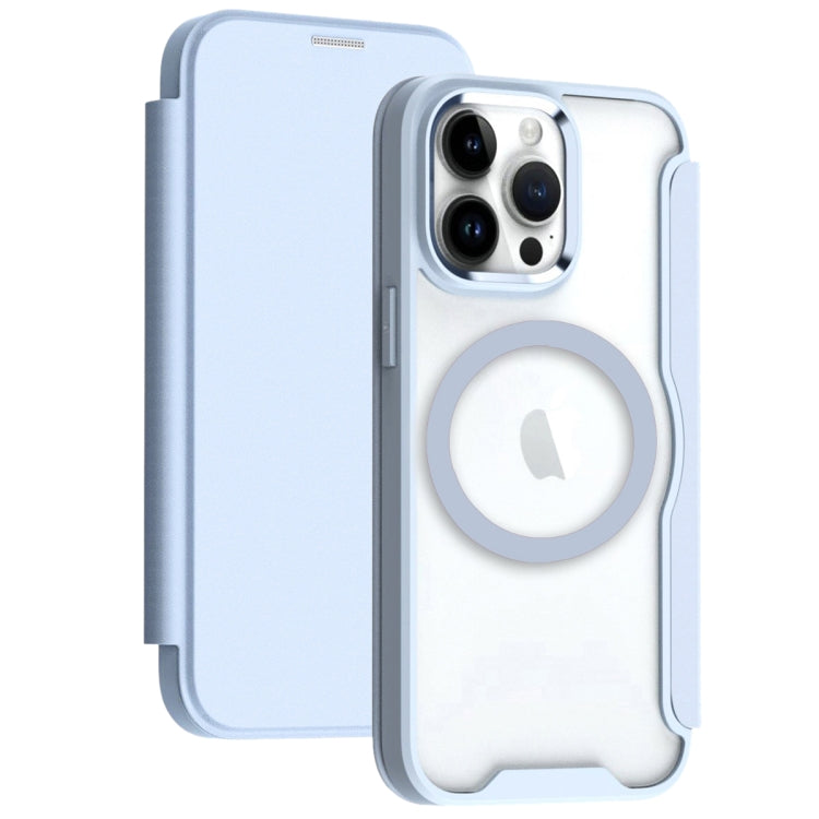 For iPhone 15 Pro RFID Blocking Adsorption Flip MagSafe Leather Phone Case(Blue) - HoMEdemic™ 