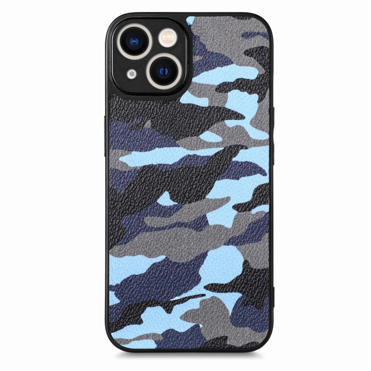 For iPhone 15 Pro Retro Camouflage Leather Back Phone Case(Blue) - HoMEdemic™ 