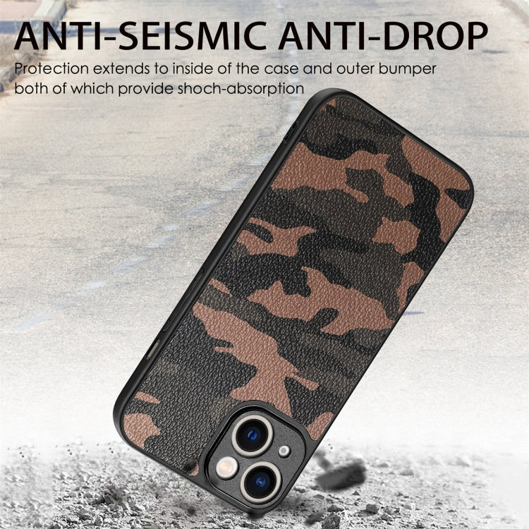 For iPhone 15 Pro Retro Camouflage Leather Back Phone Case(Brown) - HoMEdemic™ 