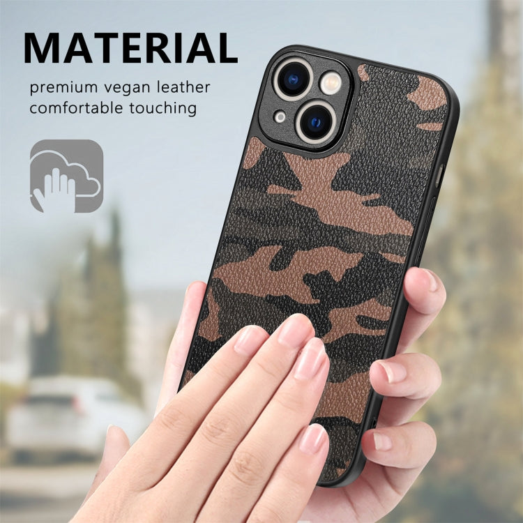 For iPhone 15 Pro Retro Camouflage Leather Back Phone Case(Brown) - HoMEdemic™ 
