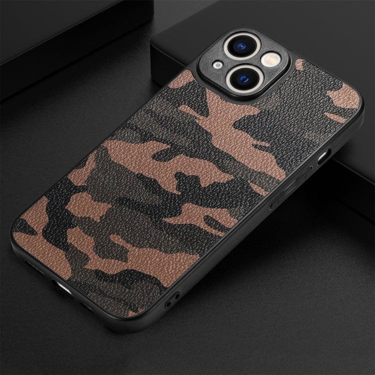 For iPhone 15 Pro Retro Camouflage Leather Back Phone Case(Brown) - HoMEdemic™ 