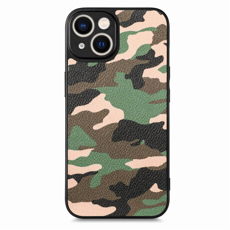 For iPhone 15 Pro Retro Camouflage Leather Back Phone Case(Green) - HoMEdemic™ 
